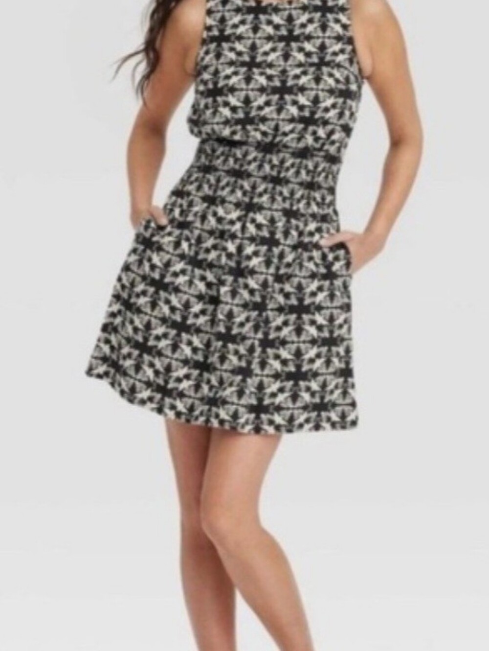 Universal Thread Black Cream Bird Dress Medium